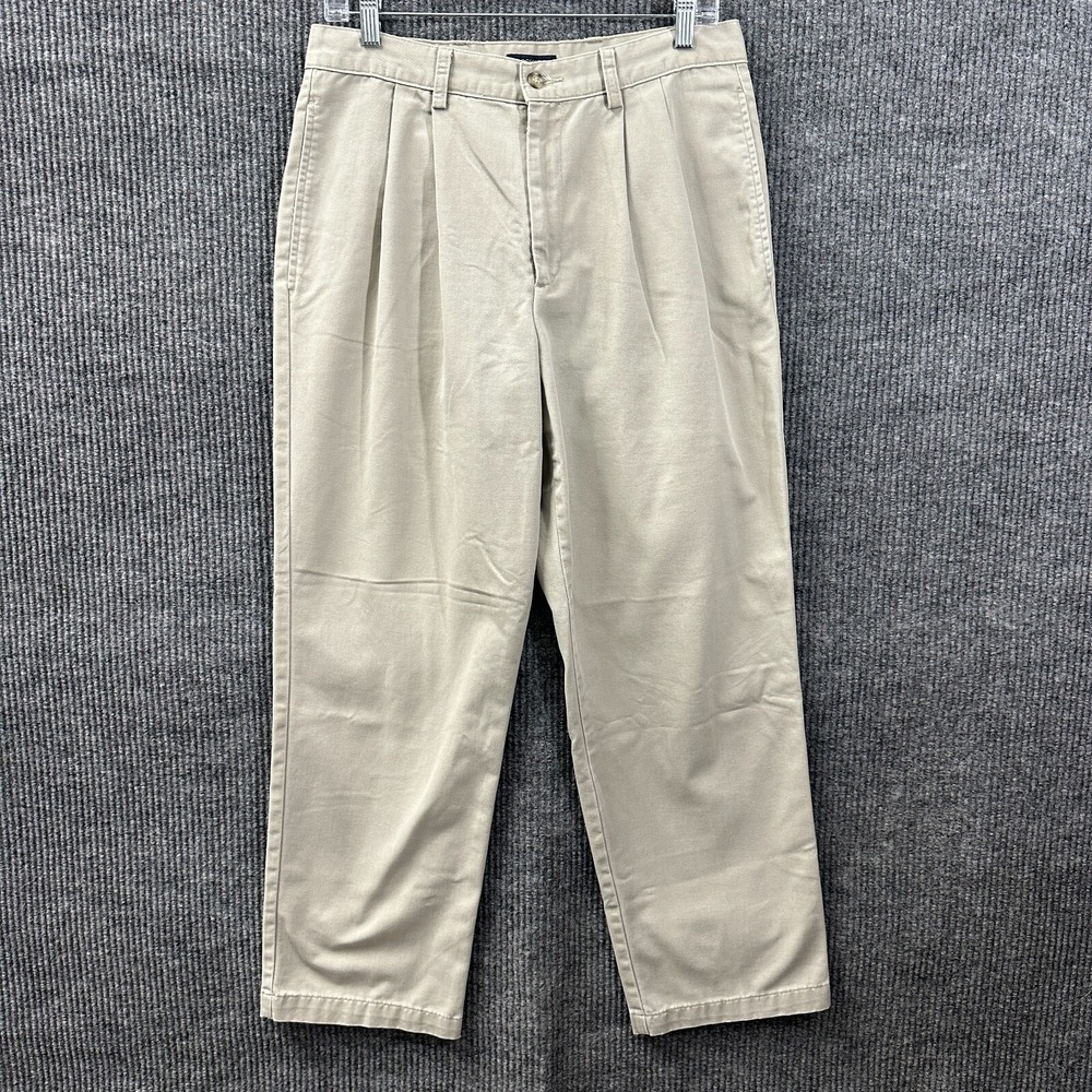 Dockers Mens Dress Pants 33x30‎ Beige Cotton Pleated Front Straight Leg Mid Rise